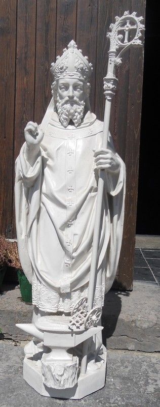 Statue Religieuse En Plâtre De Saint Albert De Sicile - Ancienne, Style Rétro